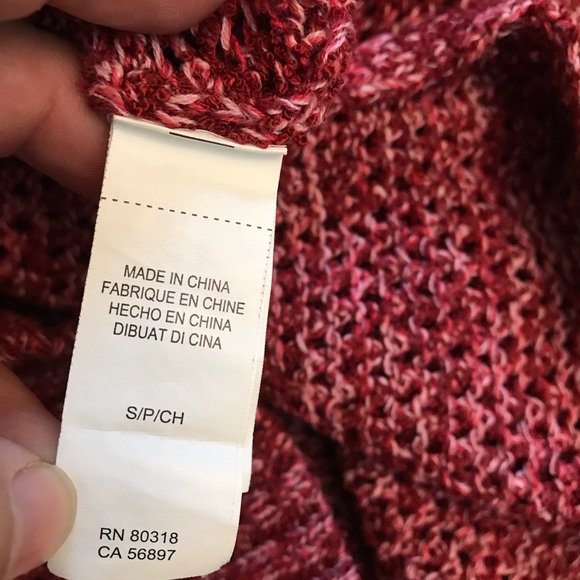 Lucky Brand Sweater Womens Small Burgundy Wine Scoop Neck Open Knit Split Back - Picture 9 of 11